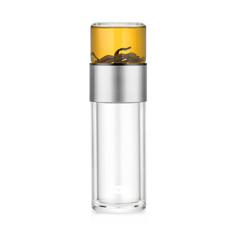 Isolierte Glasflasche zum Aufbrühen und Trinken von Tee unterwegs. Füllmenge 240 ml  Teekanne P & T Nomad bottle Accessoire Paper & Tea